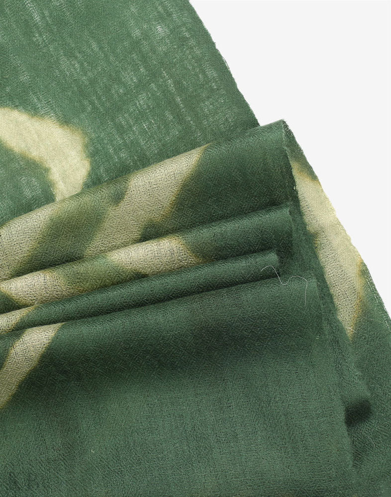 Green Dip Dye Patterned Cashmere Pashmina Scarf - Kashmir Box