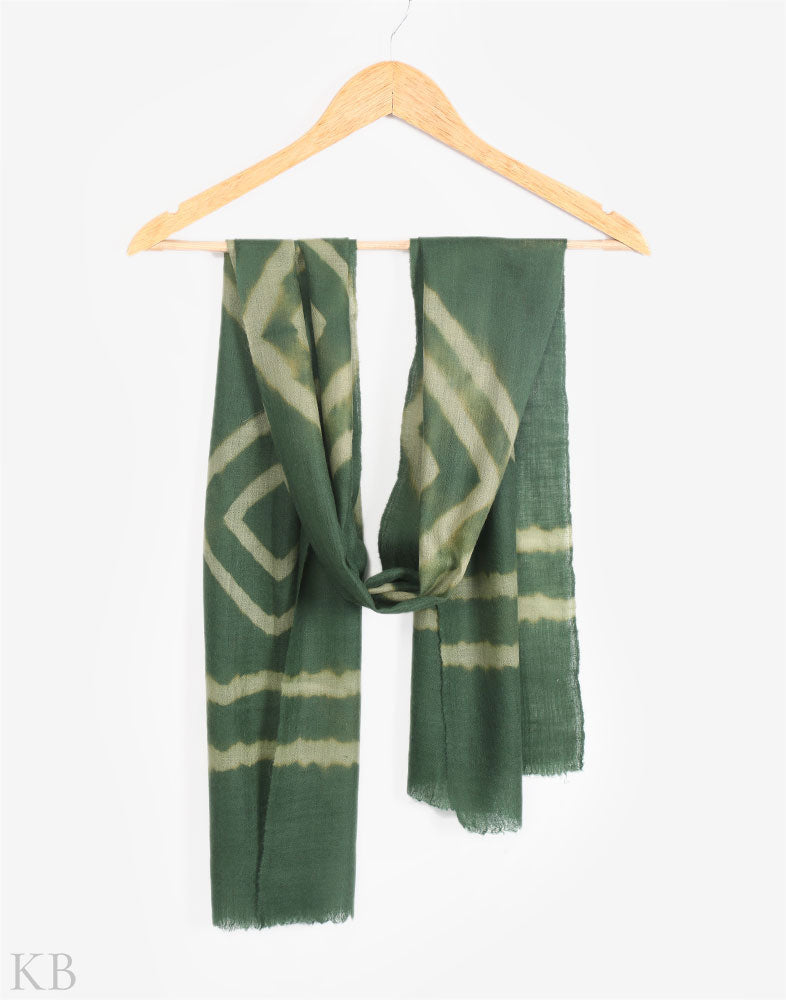 Green Dip Dye Patterned Cashmere Pashmina Scarf - Kashmir Box