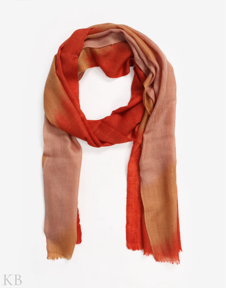 Rusty Brown Dip Dye Cashmere Pashmina Scarf - Kashmir Box