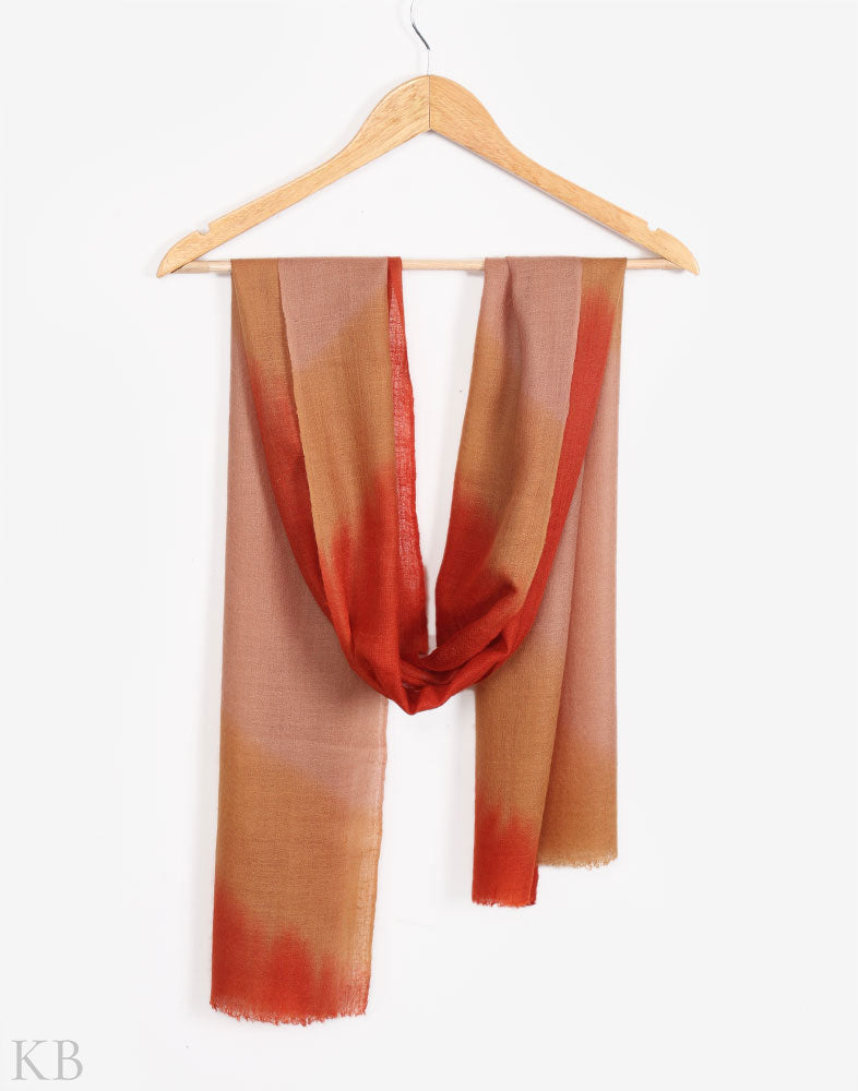 Rusty Brown Dip Dye Cashmere Pashmina Scarf - Kashmir Box