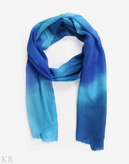 Winter Blues Dip Dye Cashmere Pashmina Scarf - Kashmir Box