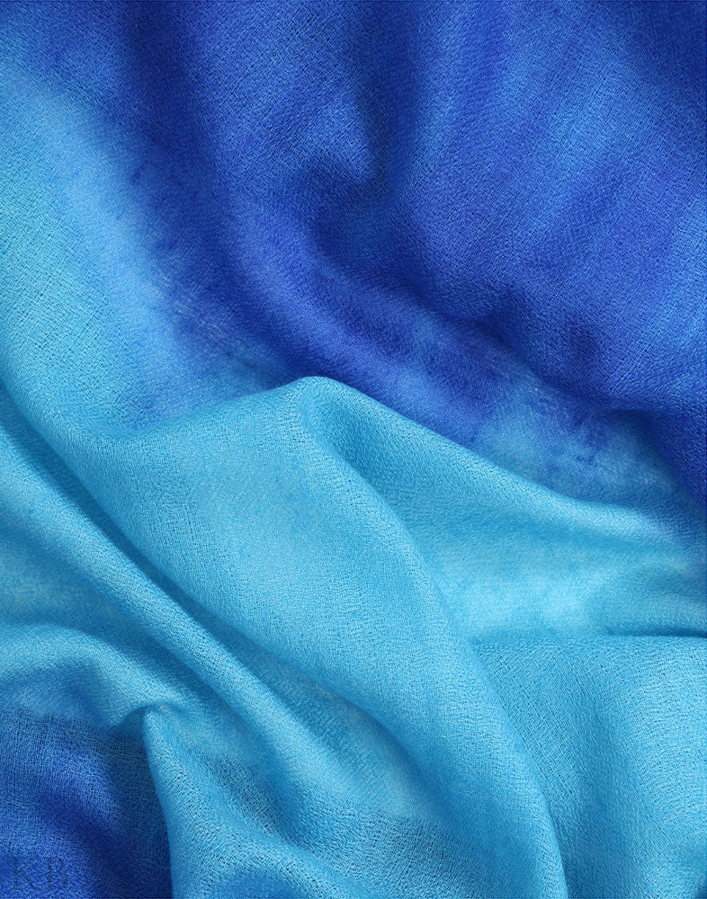 Winter Blues Dip Dye Cashmere Pashmina Scarf - Kashmir Box