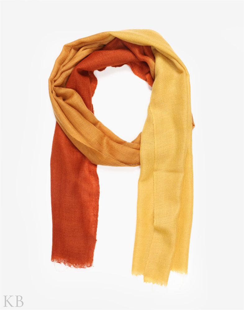 Rust And Brown Dip Dye Cashmere Pashmina Scarf - Kashmir Box