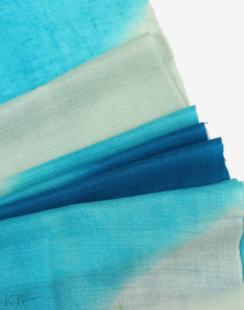 Turquoise Dip Dye Cashmere Pashmina Scarf - Kashmir Box