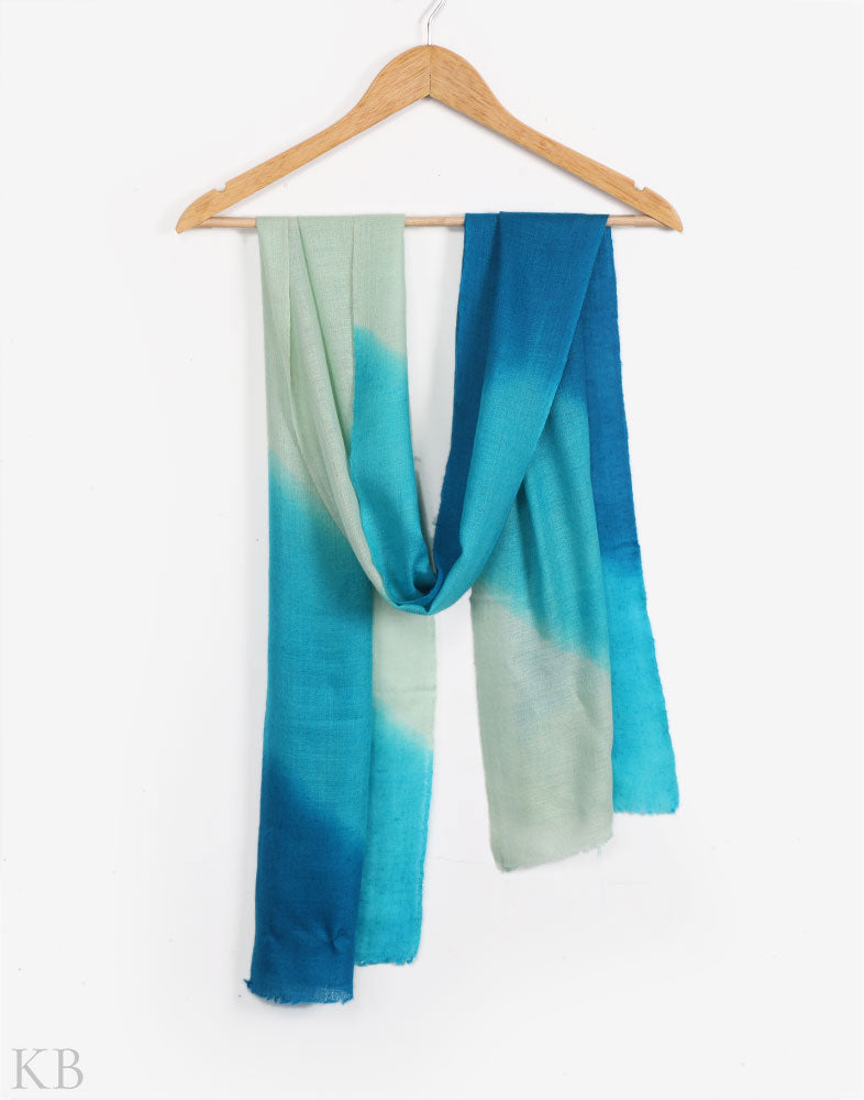 Turquoise Dip Dye Cashmere Pashmina Scarf - Kashmir Box