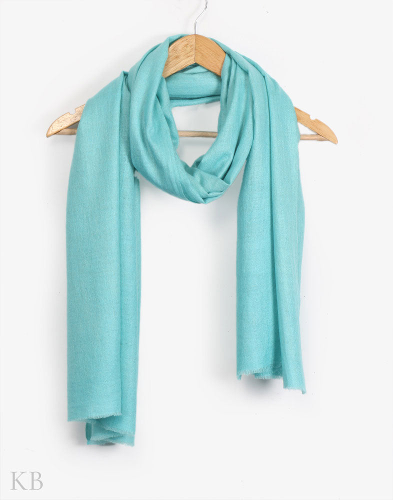 GI Certified Seafoam Solid Cashmere Pashmina Stole - Kashmir Box