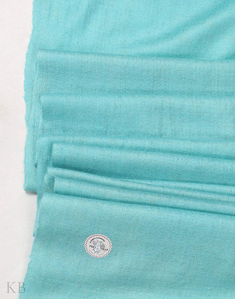 GI Certified Seafoam Solid Cashmere Pashmina Stole - Kashmir Box