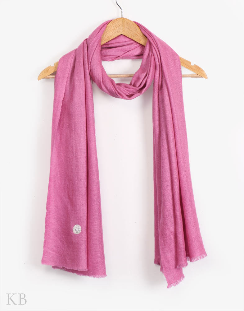 GI Certified Pink Solid Cashmere Pashmina Stole - Kashmir Box