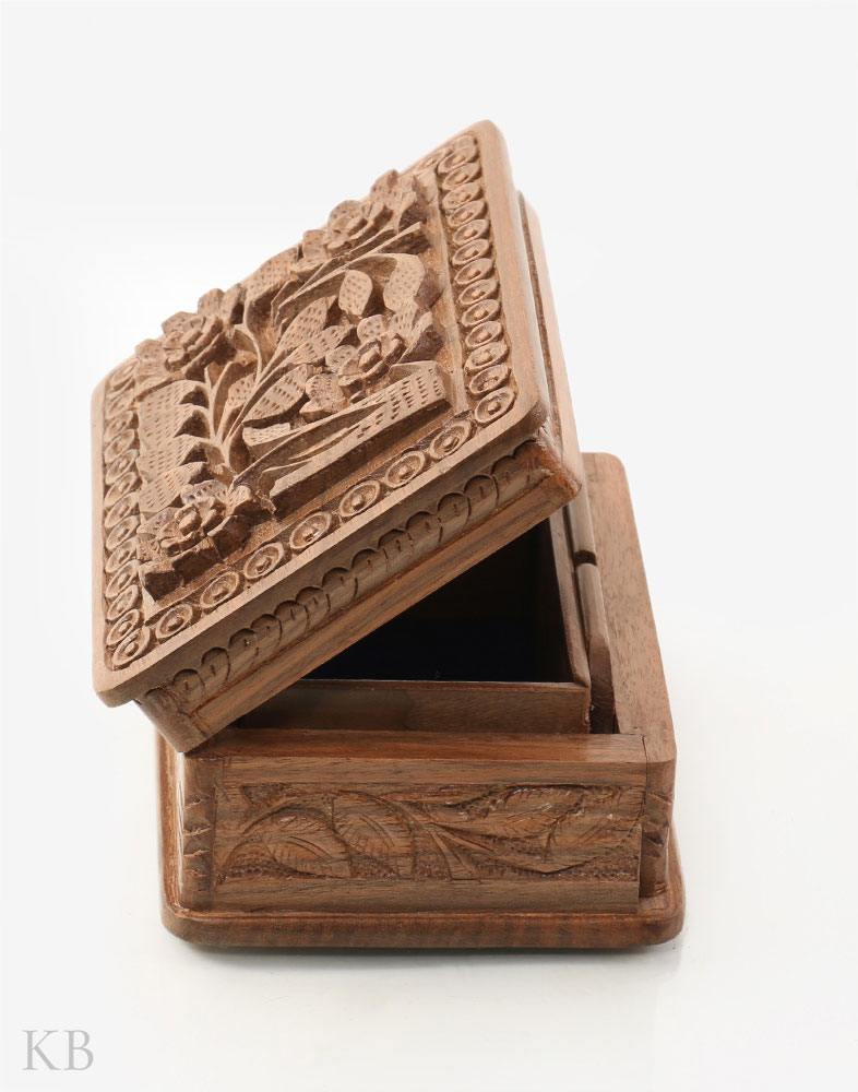 Spring Bloom Walnut Wood Box - Kashmir Box