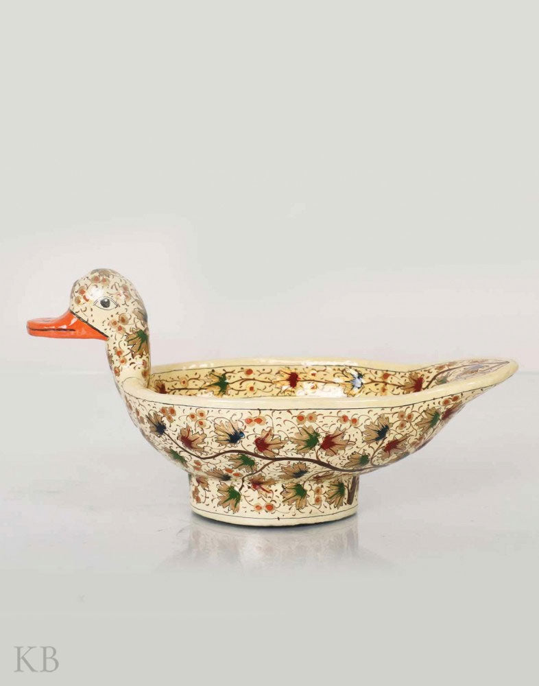 Cream Paper Mache Decorative Duck - Kashmir Box