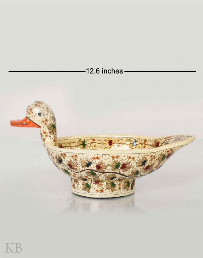 Cream Paper Mache Decorative Duck - Kashmir Box