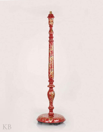 Red Floral Paper Mache Table Lamp - Kashmir Box