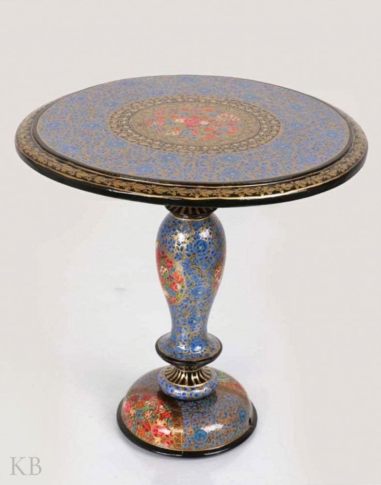 Blue Hazara Paper Mache Low Table - Kashmir Box