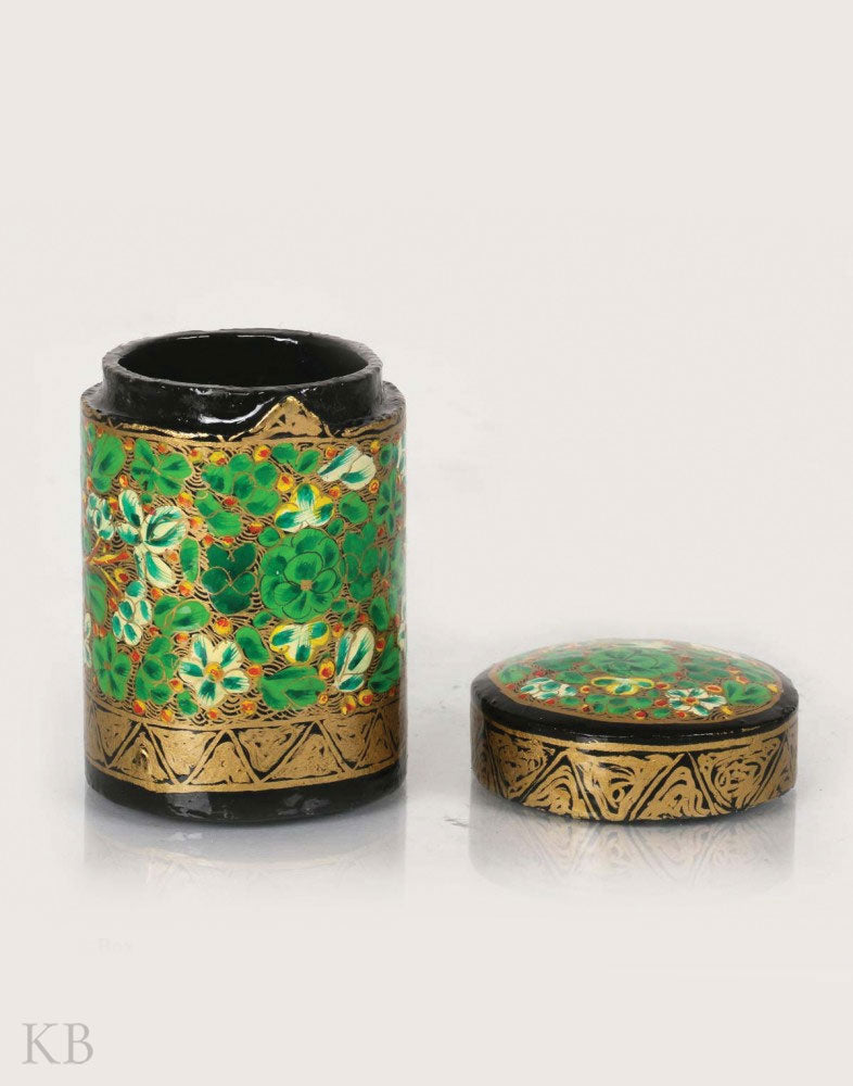 Green Paper Mache Toothpick Holder - Kashmir Box