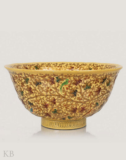 Golden Handcrafted Paper Mache Bowl - Kashmir Box