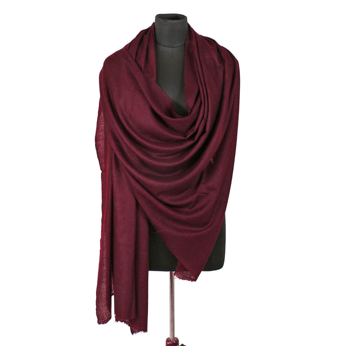 Deep Wine Solid Cashmere Pashmina Shawl - Kashmir Box