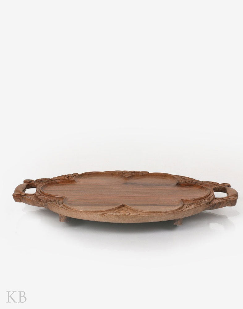 Walnut Wood Chinar Carved Tray - Kashmir Box