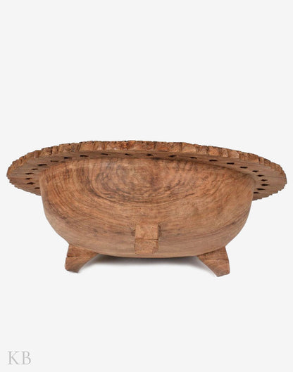 Hand Engraved Floral Walnut Wood Bowl - Kashmir Box