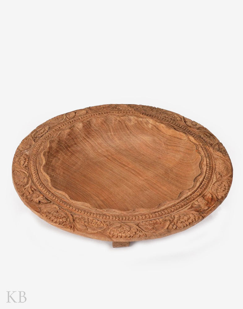 Walnut Wood Carved Paisley Bowl - Kashmir Box