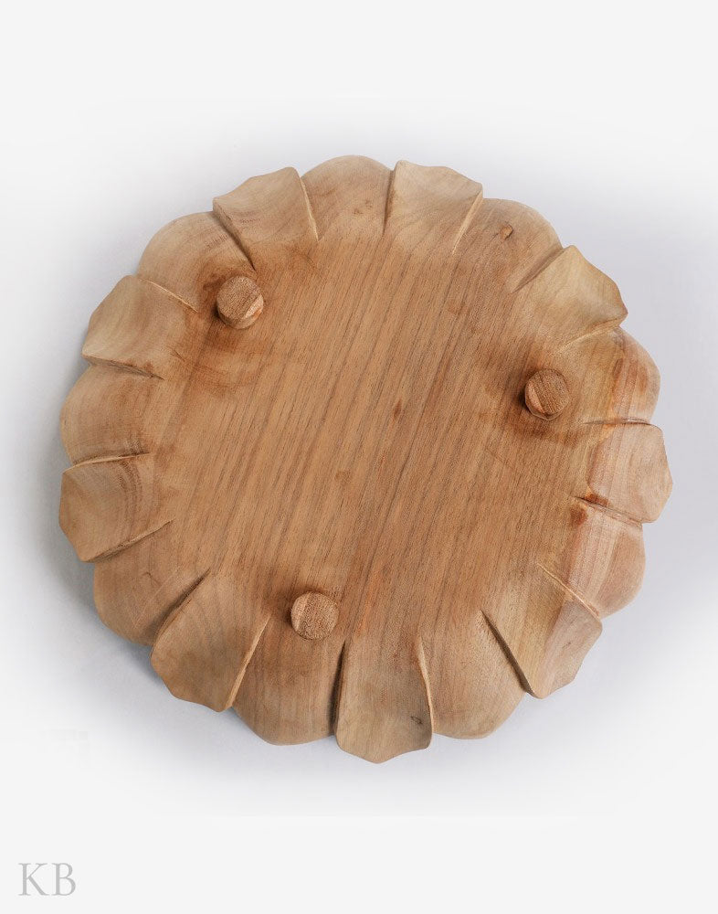 Lotus Walnut Wood Carved Bowl - Kashmir Box