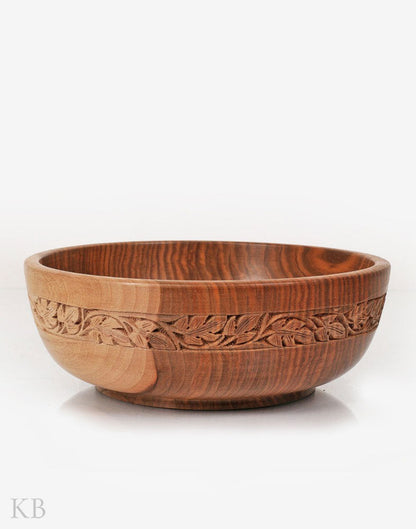 Walnut Wood Minimalist Carved Bowl - Kashmir Box