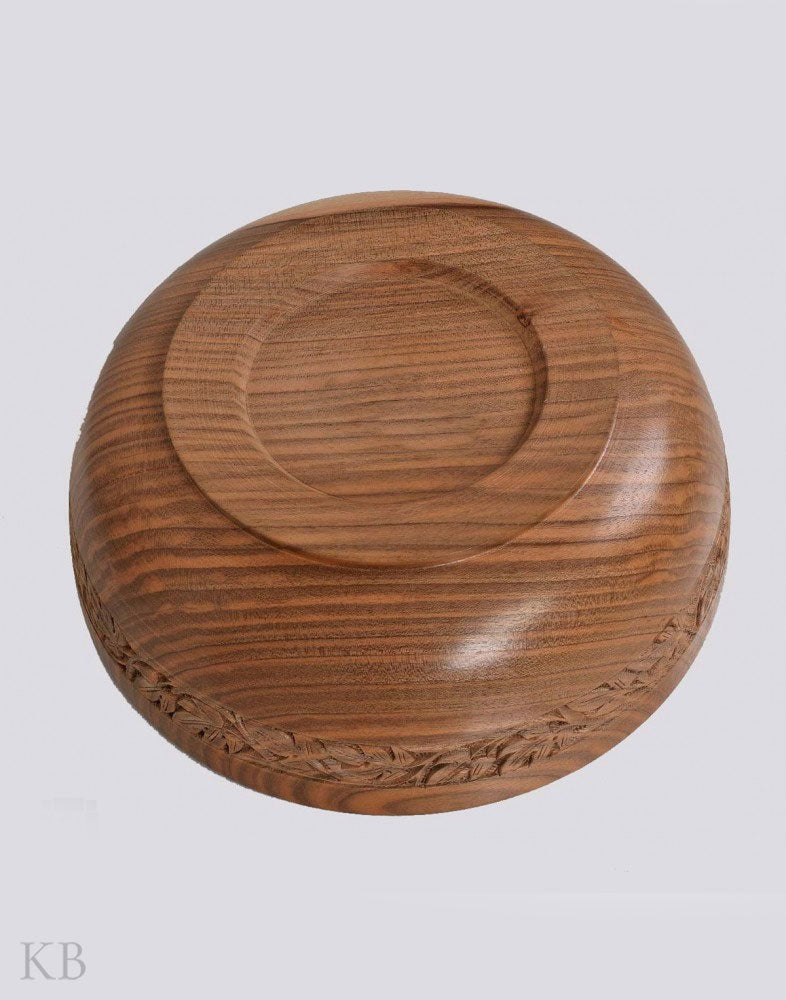 Walnut Wood Minimalist Carved Bowl - Kashmir Box