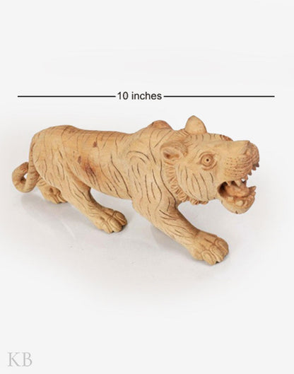 Walnut Wood Ferocious Carved Tiger - Kashmir Box