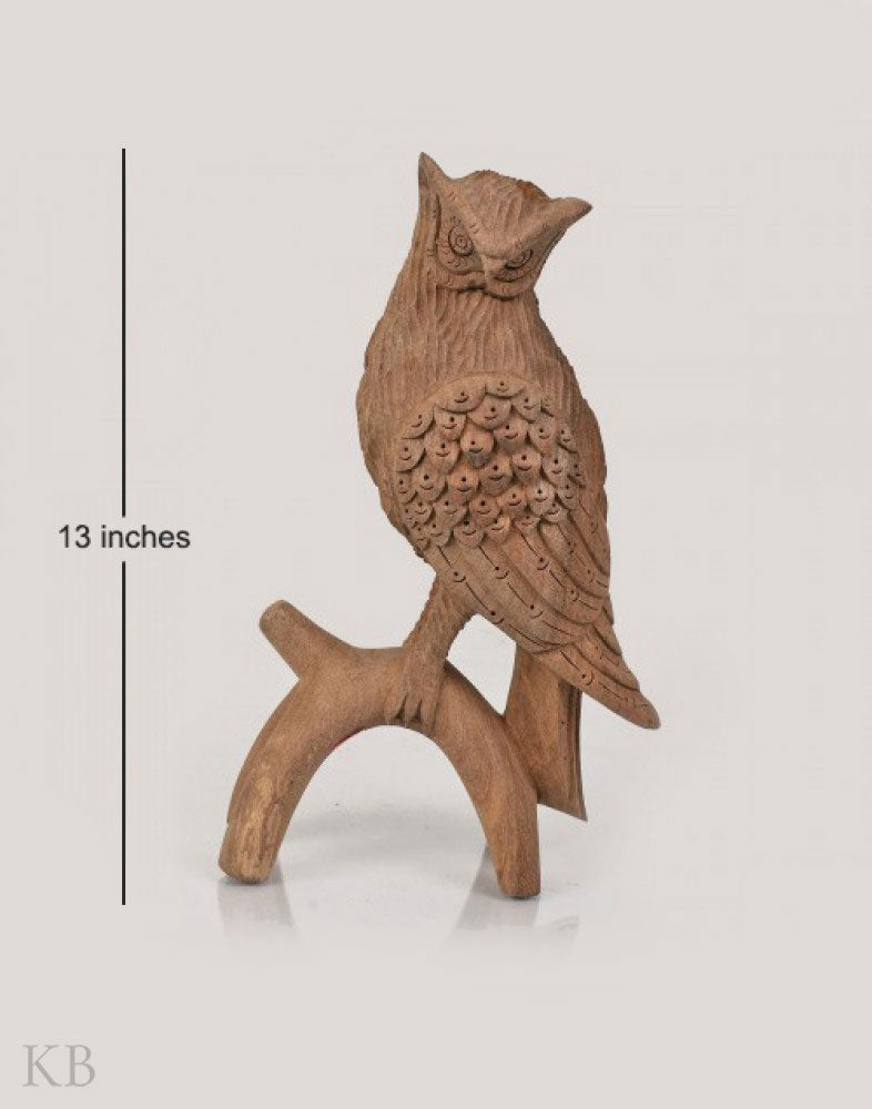 Walnut Wood Small Decorative Owl - Kashmir Box