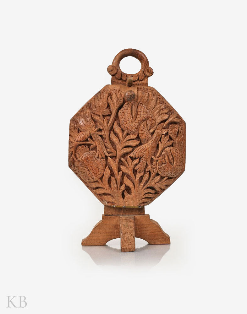 Walnut Wood Carved Tree of Life Cake Stand - Kashmir Box