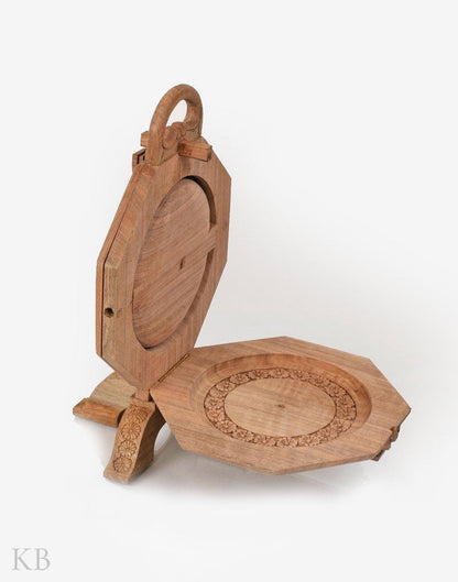 Walnut Wood Floral Cake Stand - Kashmir Box