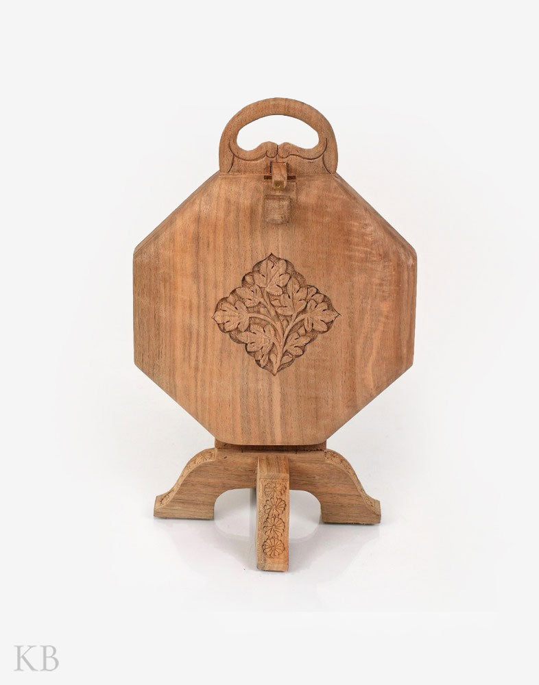 Walnut Wood Floral Cake Stand - Kashmir Box