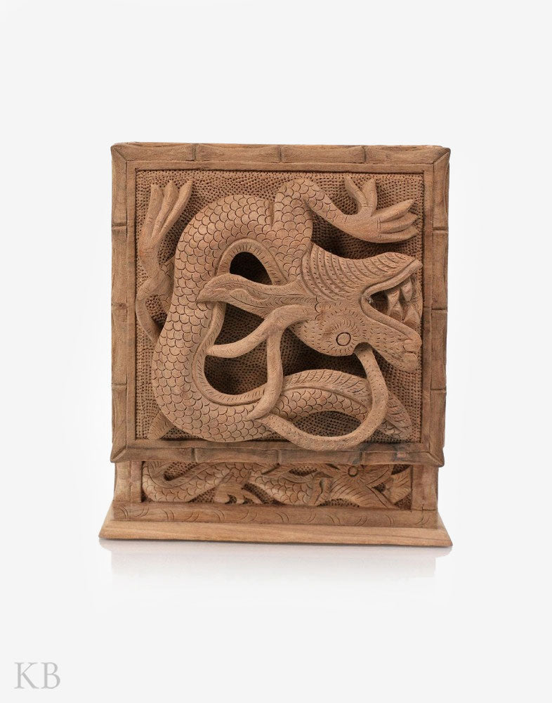 Walnut Wood Dragon Carved Box - Kashmir Box