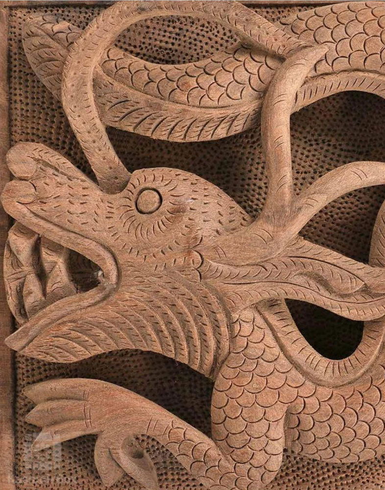 Walnut Wood Dragon Carved Box - Kashmir Box