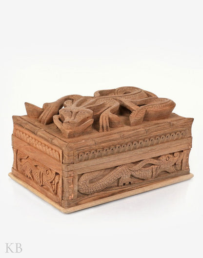 Walnut Wood Handcrafted Dragon Box - Kashmir Box