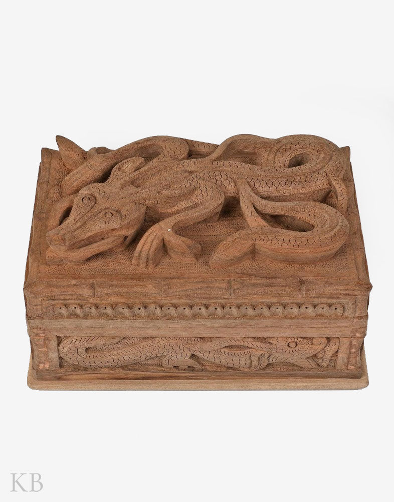 Walnut Wood Handcrafted Dragon Box - Kashmir Box