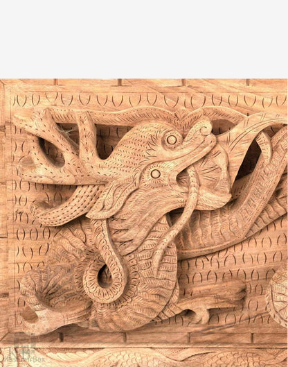 Coiled Dragon Pair Handcrafted Walnut Wood Wall Plate - Kashmir Box