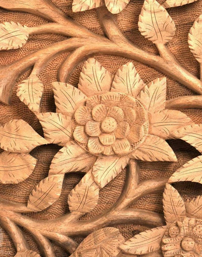 Dense Flowered Vine Walnut Wood Carved Wall Plate - Kashmir Box