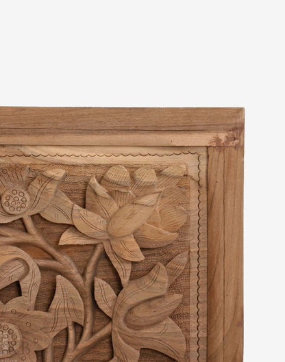 Mystic Flower Engraved Walnut Wood Wall Plate - Kashmir Box