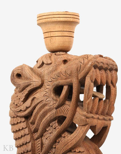 Walnut Wood Handcrafted Dragon Table Lamp - Kashmir Box