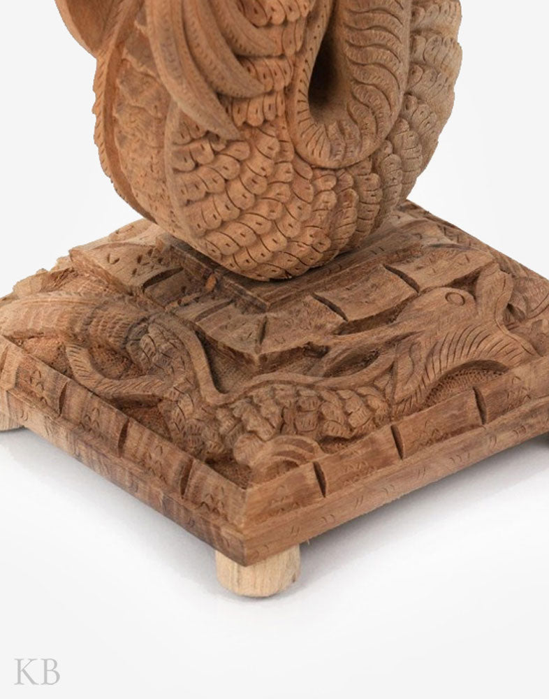 Walnut Wood Handcrafted Dragon Table Lamp - Kashmir Box