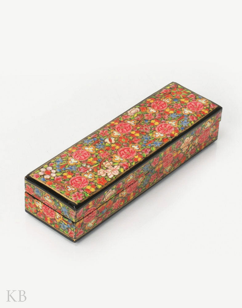 Pink Efflorescence Paper Machie Pencil Box - Kashmir Box