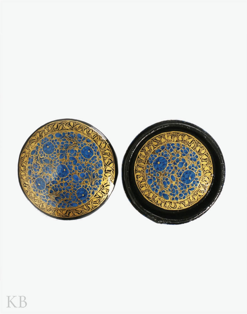 Cobalt Blue Flower Paper Mache Coaster Set - Kashmir Box