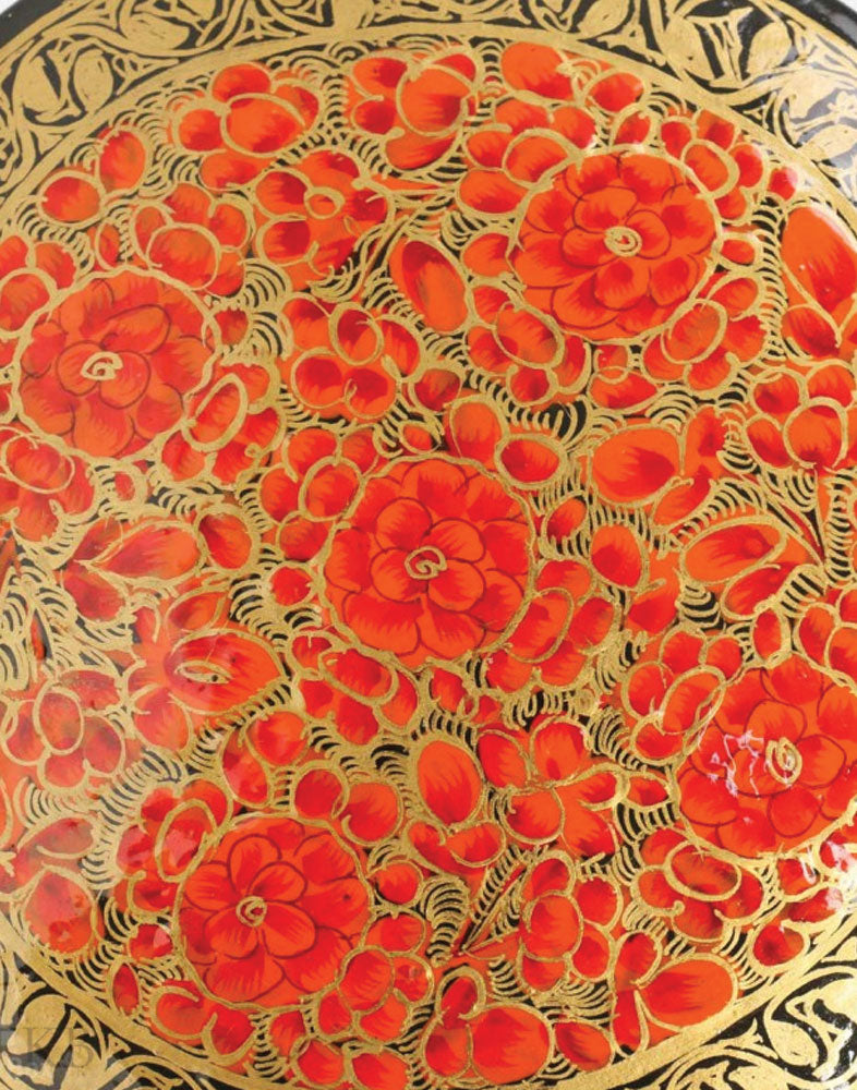 Tiger Orange Flower Paper Mache Coaster Set - Kashmir Box