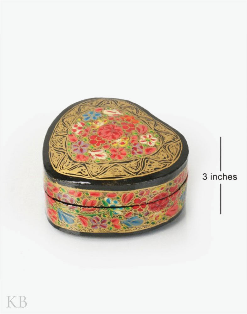 Multicoloured Heart Shaped Handcrafted Paper Mache Box - Kashmir Box