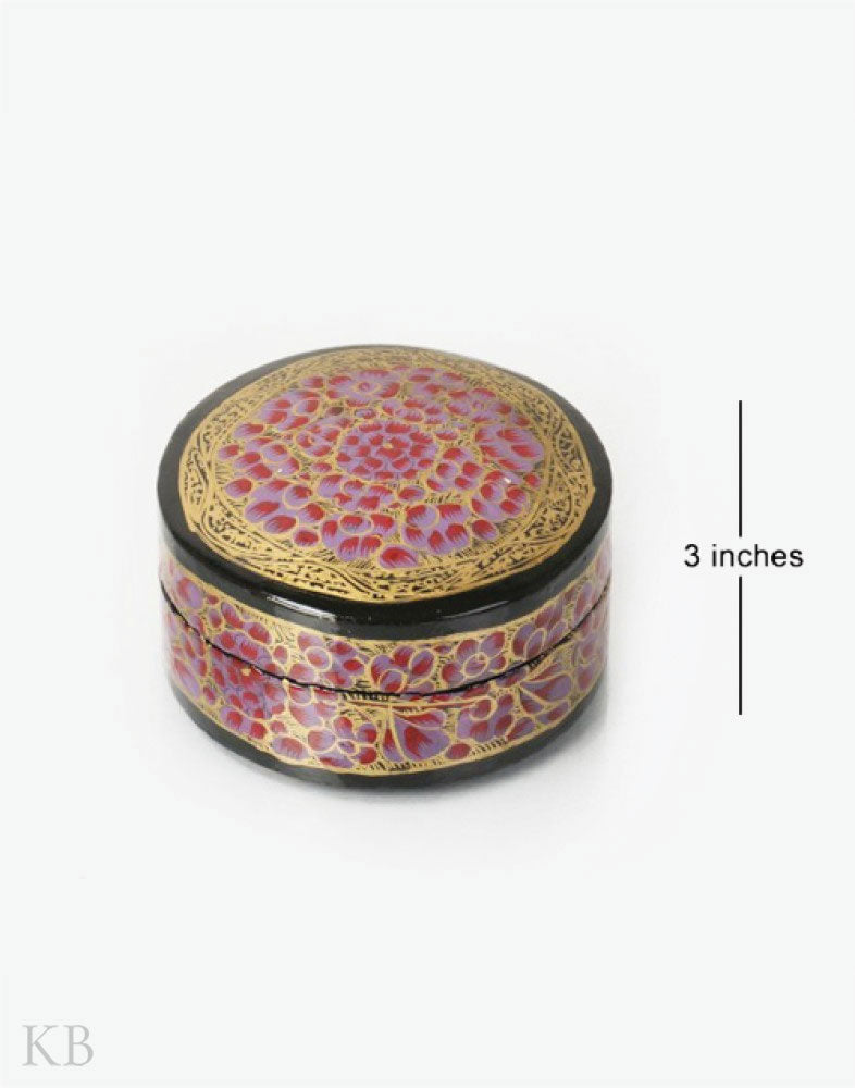 Purple Floweret Handcrafted Paper Mache Box - Kashmir Box