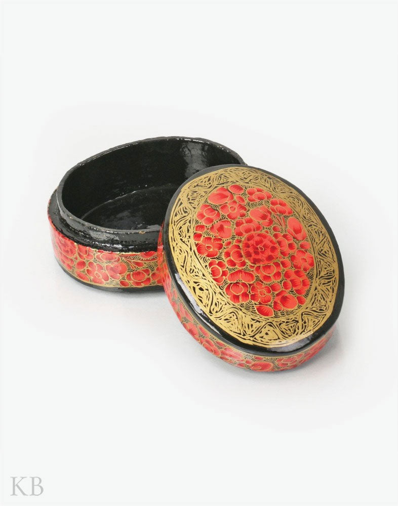 Orange Inflorescence Handcrafted Paper Mache Box - Kashmir Box