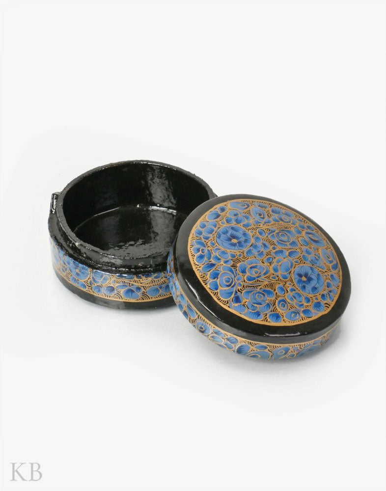 Blue Inflorescence Handcrafted Paper Mache Box - Kashmir Box