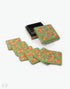 Olive Green Floret Square Paper Mache Coaster Set - Kashmir Box