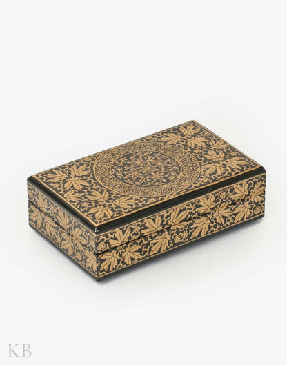 Black And Gold Paper Mache Gift Box - Kashmir Box