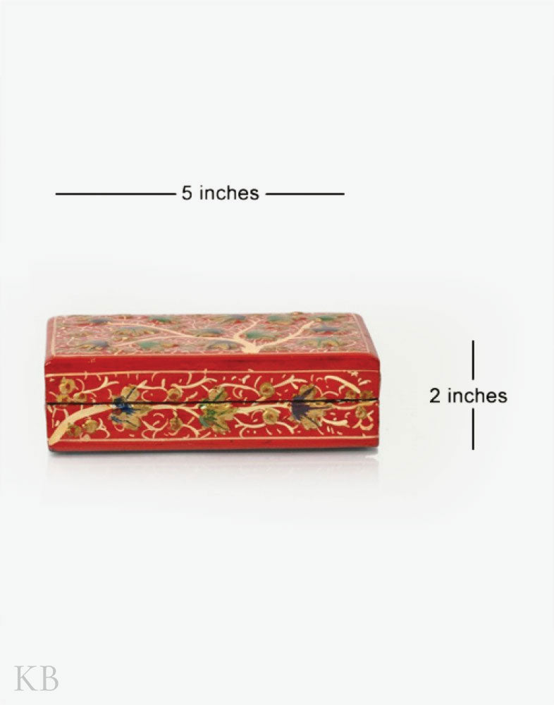 Red Chinar Tree Handmade Paper Mache Gift Box - Kashmir Box